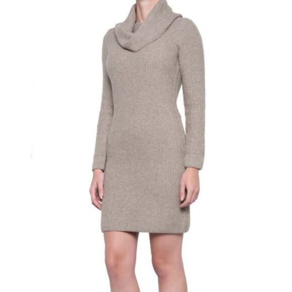 rachel zoe knit dress Rachel Zoe Chunky Knit Sweater Dress Womens Size XL Cowel Neck Midi Cozy  Tan